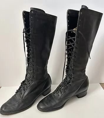 Antique Victorian Edwardian Leather Tall Lace Up Boots Woman's • $30