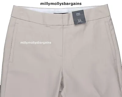 M&S Womens Marks And Spencer 7/8 Beige Slim Crop Trousers Size 20 18 16 6 RRP£25 • £16.99