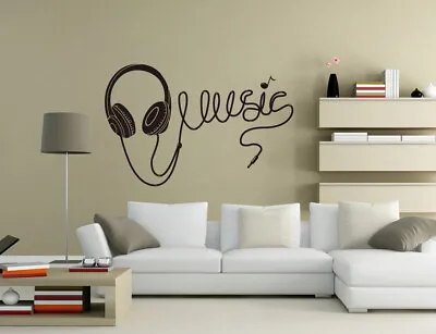 £4.80 • Buy Music Headphone Earphone Wall Sticker Mural Decal Art Home Decor Quote UK PQ151