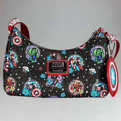 Avengers (Marvel) Floral Tattoo Shoulder Bag By Loungefly • $70