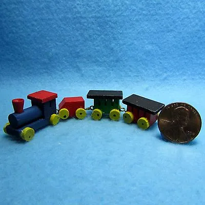 Dollhouse Miniature Wood Toy Colorful Train Set IM65229 • $4.04