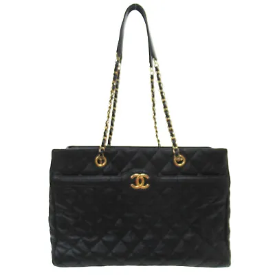 $2061.36 • Buy CHANEL Black Vintage Shopping Tote Bag Quilted Caviar Leather