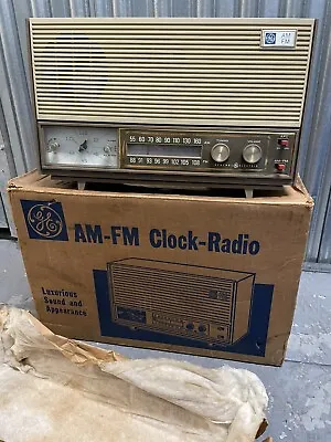 Vintage 1960's General Electric C-530A AM/FM Tube Clock Radio In Original Box • $75