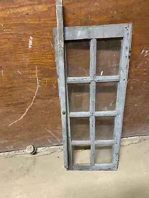 Antique French Window Old 8 Pane Wood Frame  Glass Panel Architectural Salvage • $95