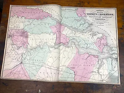 1862 Vicinity Of RICHMOND Map Peninsula Campaign VIRGINIA Historical 26  X 18  • $79