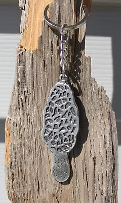 Pewter Morel Mushroom Keychain Mushrooms Key Ring Morels Key Chain Hand Made NEW • $11