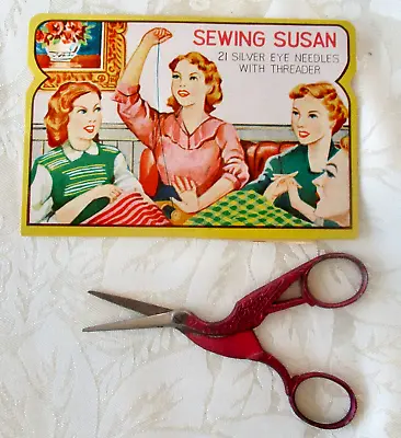 Sewing Susan Needle Book Bird Sewing Scissors Vintage First Mutual Chicago • $15