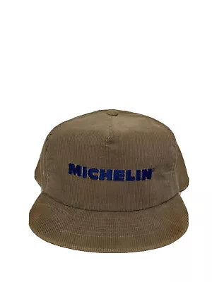 Vintage 80’s MICHELIN Corduroy SnapBack Hat Swingster Gray • $18.99
