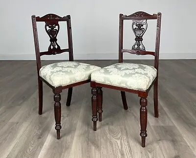 Antique 20th Century Pair Of Bedroom Chairs In Mahogany ( REF AF-3102 ) • £195