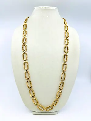 VTG Crown Trifari Necklace Chain Twisted Braided Chunky 36  Modernist Jewelry • $59.95