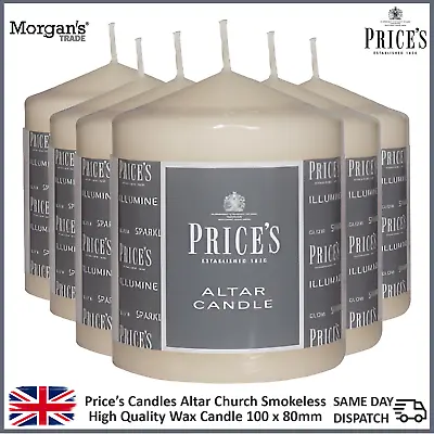 Prices Candles Large Altar Pillar Candle Round Table Long Burn Ivory 100 X 80mm • £6.95