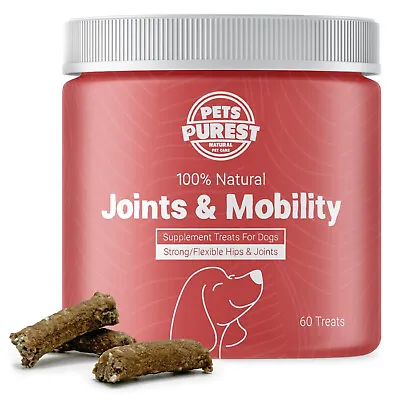 Dog Joint & Mobility Supplement  Natural Omega 3 Collagen 60 Treats  Pets Purest • £7.60