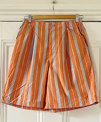 Marimekko X Uniqlo Women’s Orange Blue Striped Cotton Chino Shorts S UK 10 EU 38 • £24.99