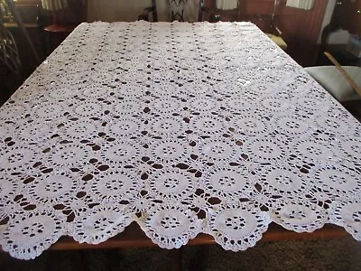 $22.50 • Buy Vintage Ivory Hand Crocheted 66  X 56  Rectang. Table Cloth