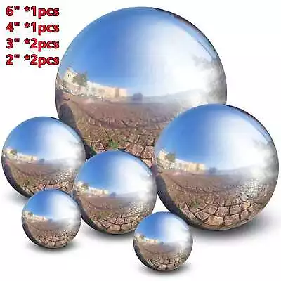 6PCS Outdoors Garden Steel Mirror Sphere Hollow Gazing Ball Home Ornament Decor • £10.88