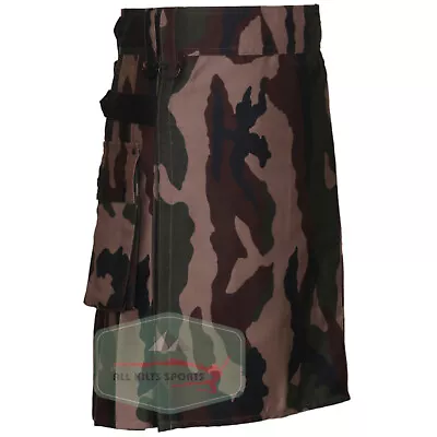 Woodland Camo Leather Straps Military Kilt For Men • $59.97