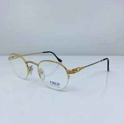 New Vintage FRED Lunettes Grand Largue Eyeglasses Gold Bicolore France 47-22mm • $999.99