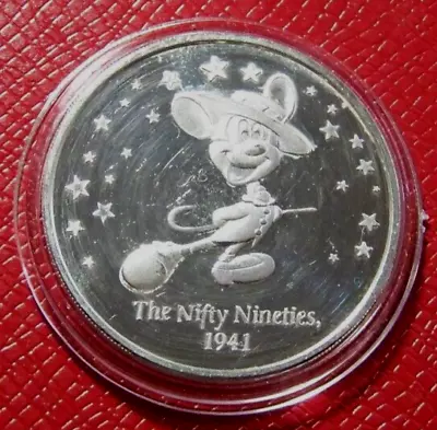 2003 Disney Mickey Mouse-The Nifty Nineties Medallion  1 Troy Oz.999 Silver • $48.88