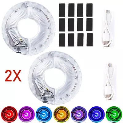 2PCS LED Bike Wheel Light 7 Color USB Rechargeable Hub Safety Tire Lights • $18.49
