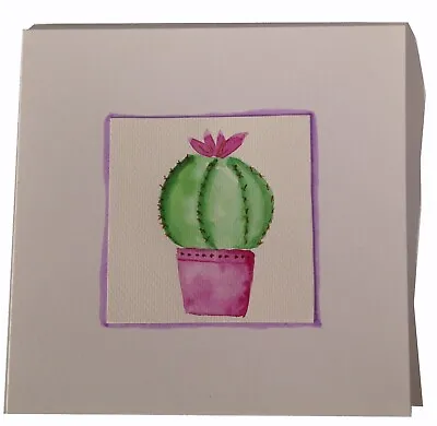 £4.95 • Buy Hand Painted Cactus Greetings Card. Original Watercolour. House Plant Succulent.