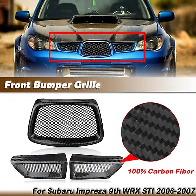 Carbon Fiber Front Grill Cover Grille For Subaru Impreza 9th WRX STI 2006-2007 • $100.51