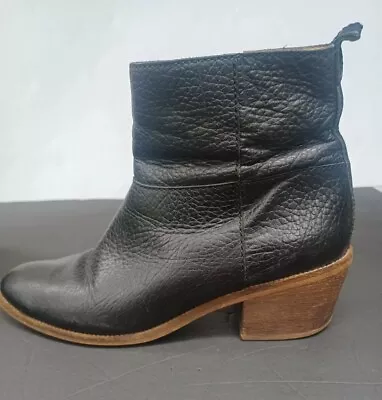 Madewell The Perrie  Leather Ankle Boot Pebbled -women’s Size 9 - Black Zippered • $49