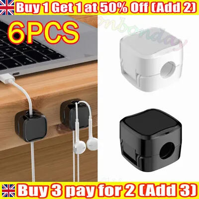 6x Magnetic Cable Clips Self-Adhesive Cord Organizer Holder Desk Cables Fixed ◇ • £5.79