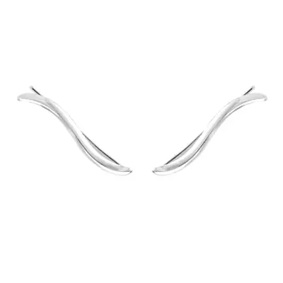 Sterling Silver Hollow Simple Wavy Vine Line Cuff Climber Crawler Earrings • $14.33