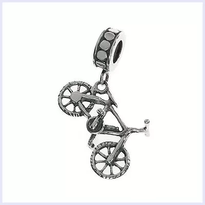 925 Sterling Silver Bicycle Biking Sport Dangle Bead For European Charm Bracelet • $19.98