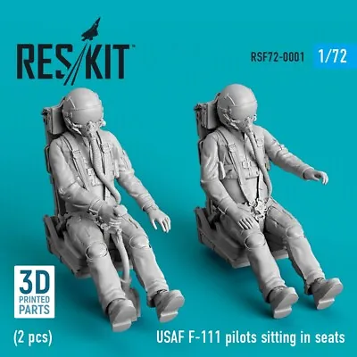 USAF F-111 Pilots Sitting In Seats (2 Pcs) (3D Printed) 1/72 ResKit RSF72-0001 • $10.90