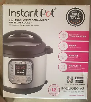 Instant Pot IP-DUO60 6 Qt. 7-in1 Electric Pressure Cooker - Black/Silver • $59.99