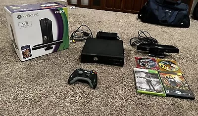 Microsoft Xbox 360 With Kinect 4GB Black Console With Box And Games • $60