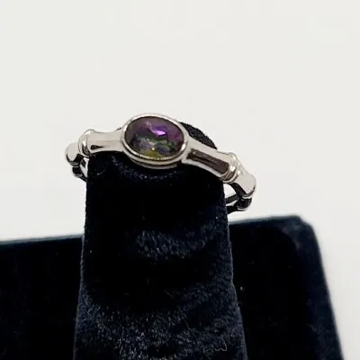 NWT Sterling Silver Mystic Topaz Ring Size 8 Bamboo Style Shank Hallmarked • $24.99