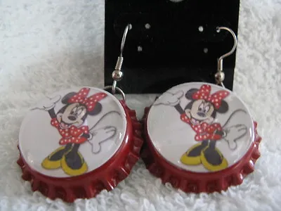 Minnie Mouse Bottle Cap Earrings ~ Handcrafted ~ **Gift Idea • $7.50