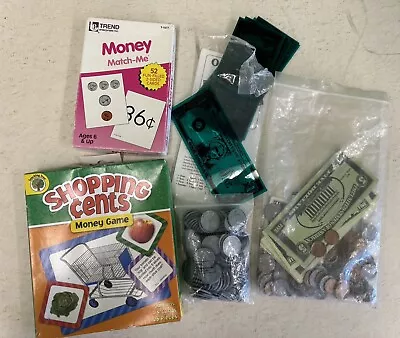 Huge Lot Of Math Manipulatives Money Bills Coins Game Card Game Homeschooling • $10