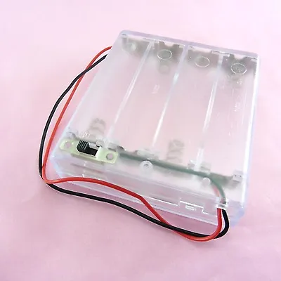 £3.84 • Buy 4x AA Battery Holder Case Slot Switch Wire Cables Closed Cover 6V Transparent