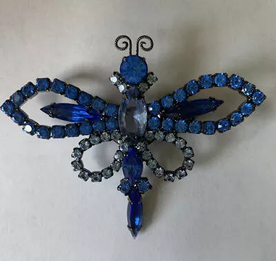 £32.79 • Buy Vintage Jewelry Alex & Ani 66 Signed Sapphire Blue Dragonfly Swarovski Brooch 