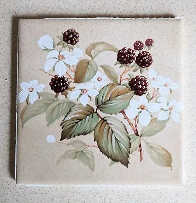 Pilkington Hand Painted Vintage Wall Tile Blackberry And Blossom Floral 6  X 6  • £7