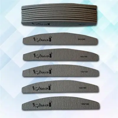 5Pc Double Nail Files Sided 100 150 180 240 Grit Grey Zebra Moon Emery Board • £3.49