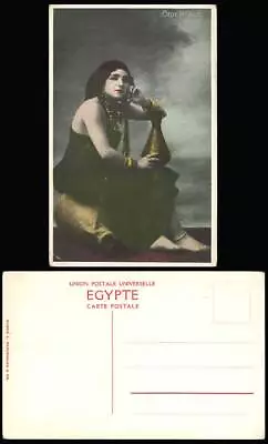 Egypt C.1917 Old Postcard ORIENTALE Native Egyptian Woman Barefoot Lady Pitcher • £5.99