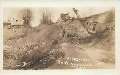 A View Of The Steam Shovel Flood Cuttingsville Vermont VT RPPC 1927 • $18.95