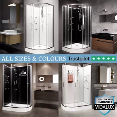 Hydro Shower Cabin Enclosure Vidalux 800 900 1000 1200 White Black NO LEAKS • £529