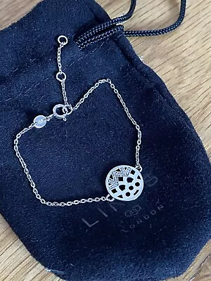 Genuine LINKS OF LONDON Sterling Silver Circle Diamanté Charm Bracelet • £30