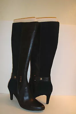 Ellen Tracy Womens NWOB Crush Black Leather Suede Boots Shoes 9.5 MED NEW • $48.98