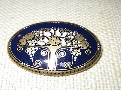 Vintage Michaela Frey Austria Floral Pattern Gold Lavendar Art Nouveau Brooch • $19