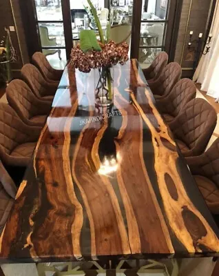 Black Epoxy Live Edge Wood Dining Center Custom Coffee Table Top Home Decor Arts • $191.38
