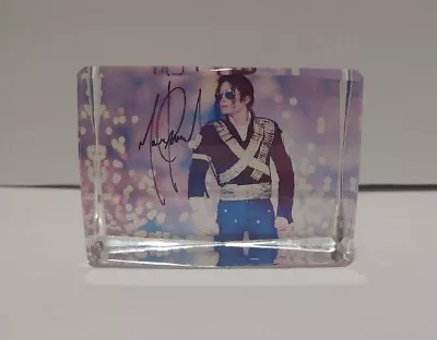 Michael Jackson 3  Paperweight Acrylic Crystal Cube Desk Weight Statue VINTAGE • $11.96