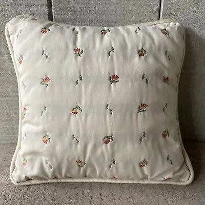 Vintage Mini Pillow Embroidered Tulips 12” Square • $14.95
