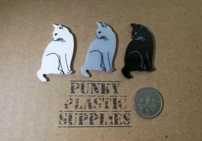 3x Cat Engraved Laser Cut Acrylic Charms/pendants/ Cabochons/ Jewellery Making • £2