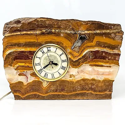 Vintage Mid Century Modern Onyx Marble Stone Lanshire Electric Mantel Clock • $69.99